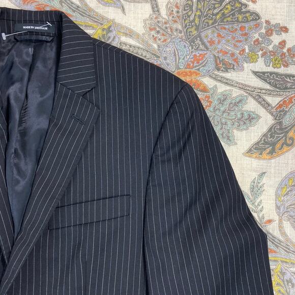 Ralph Lauren Men's Black Label Slim 2 Button Black Pinstripe Wool Blazer 38R - Picture 4 of 12